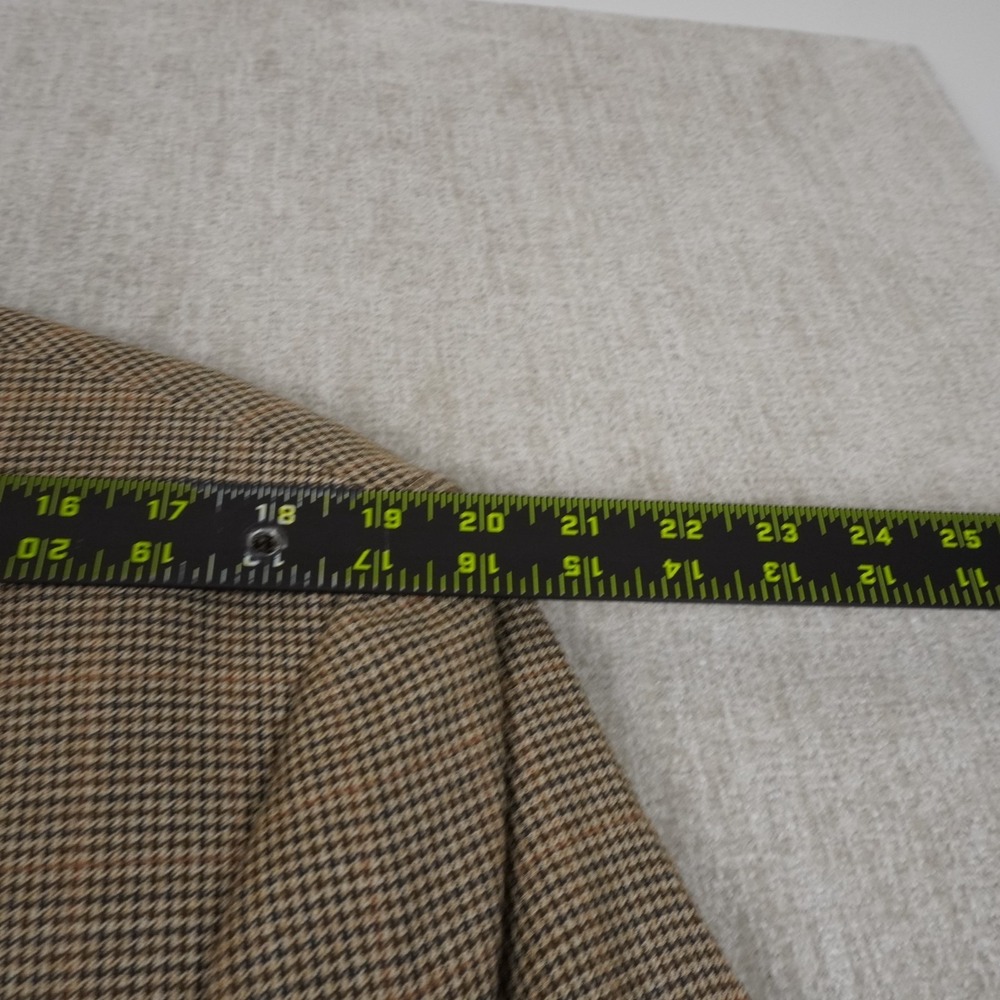 Ralph Lauren Beige Plaid Houndstooth Two Button Blazer Sport Coat 46R Silk Wool - Picture 5 of 10